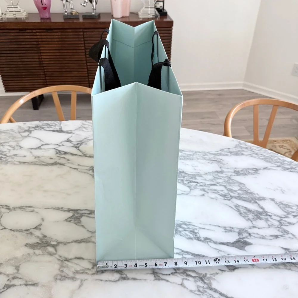 Lanvin Paris Large Light Blue Paper Shopping Bag Black Grosgrain‎ Handles Luxury